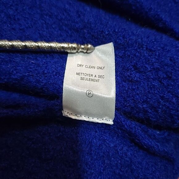 Y2K Wool Statement Sweater Jacket SzS/M Hooded Blue Mod Twee Glam Rock 60s 80s - Picture 15 of 16